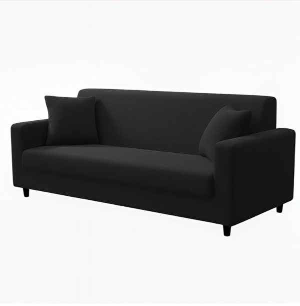 Anyseat 3 Seater Sofa Cover Plain Black Style and Protection For Living Room Sofa Chair Elastic Stretchable Slipcover