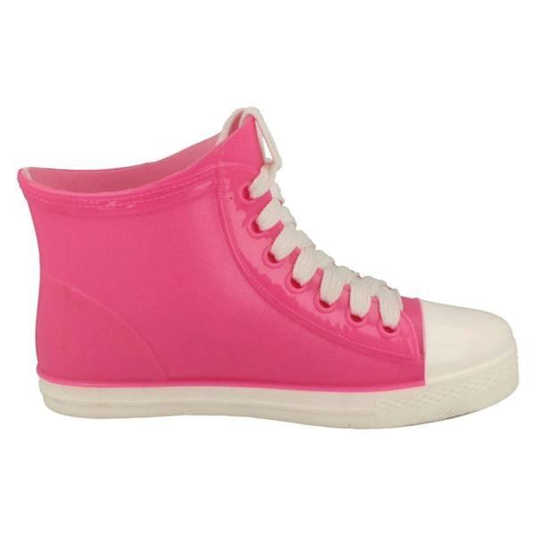 Spot On Ladies Spot On Lace Up Sneaker Style Ankle Wellington Boots