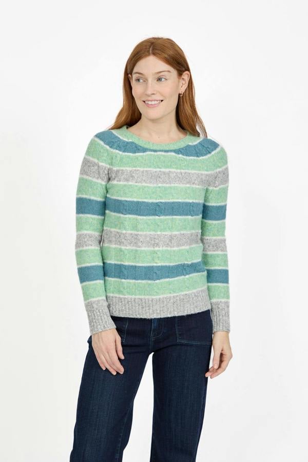 Mudflower Cable-Knit Stripe Jumper
