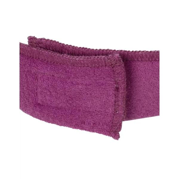 Soft magenta microfiber cosmetic head band with elastic and texture