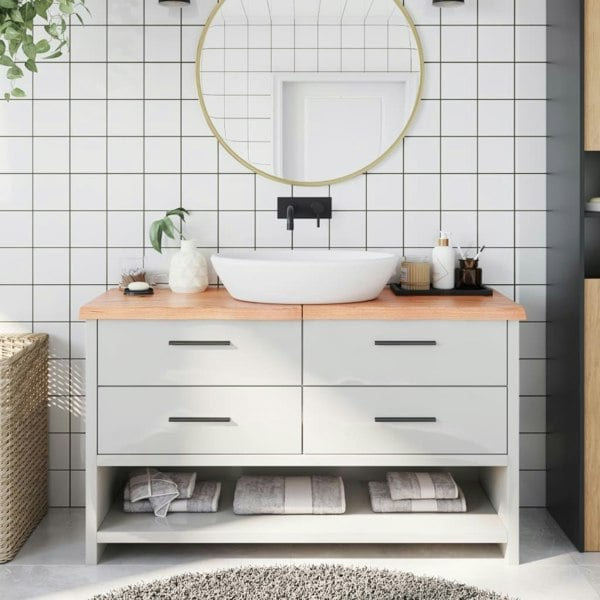 Berkfield Bathroom Countertop Light Brown 140x40x4 cm Treated Solid Wood