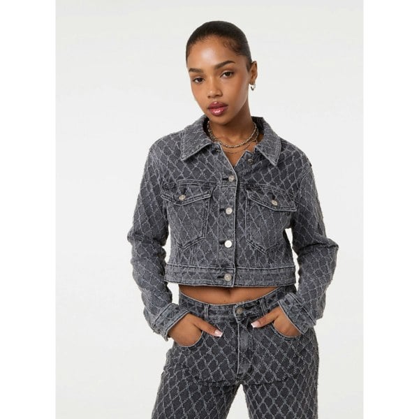 Pink Vanilla Textured Denim Jacket