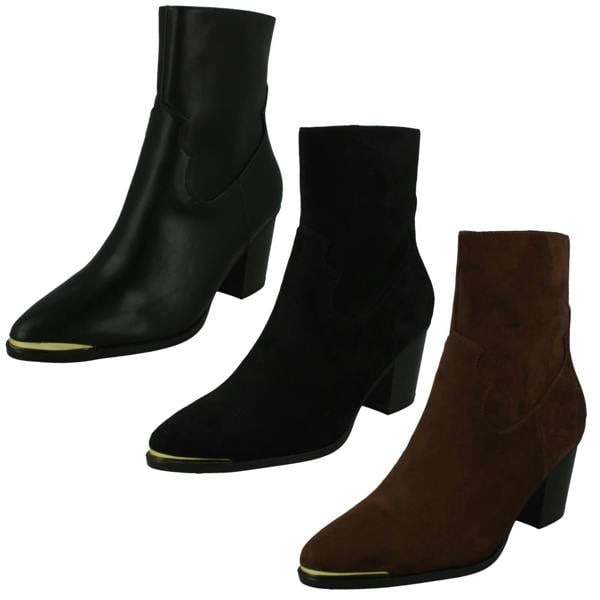 Spot On Ladies Spot On Mid Cuban Heel Cowboy Ankle Boots F51228