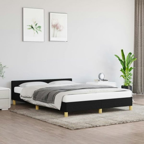 Berkfield Bed Frame with Headboard Black 180x200cm 6FT Super King Fabric