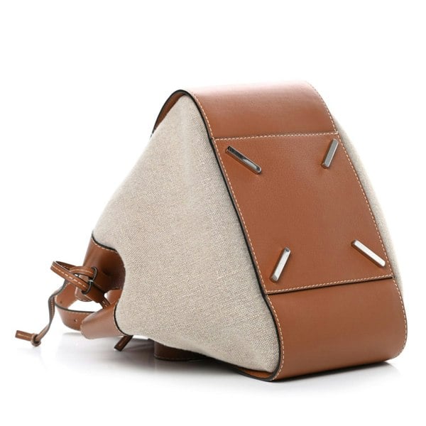 Loewe canvas and tan leather drawstring hammock bag