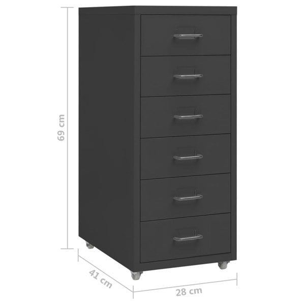 Berkfield Mobile File Cabinet Anthracite 28x41x69 cm Metal