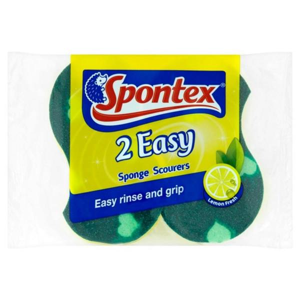 Spontex Easy Sponge Scourers (Pack of 2) - Green