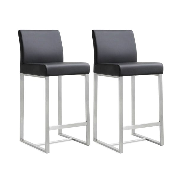 Furniture Edit Denmark Black Stainless Steel Counter Stool Set of 2