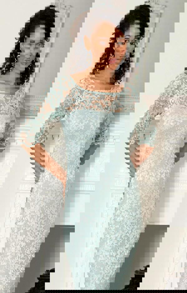 Alie Street London Lila Gown Long - Mint Silver Green