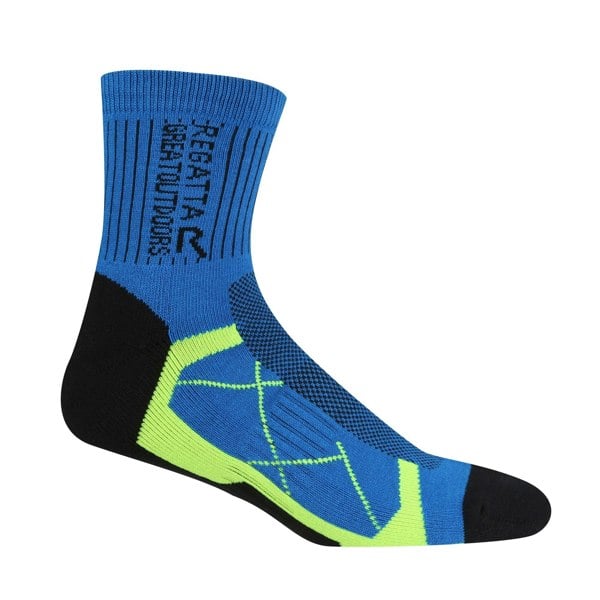 Regatta Mens Active Outdoor Socks (Pack of 2) - Black/Hawaiian Blue