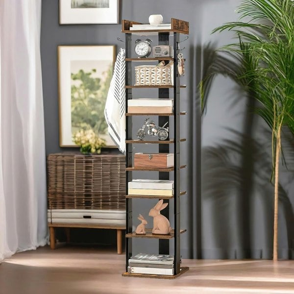 Rafaelo Mobilia 9 Tier Shoe Rack Narrow Brown