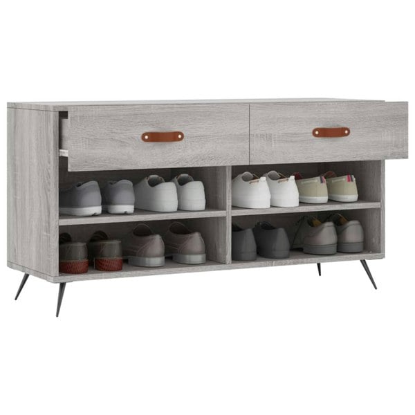 Berkfield Shoe Bench Grey Sonoma 102x35x55 cm Engineered Wood