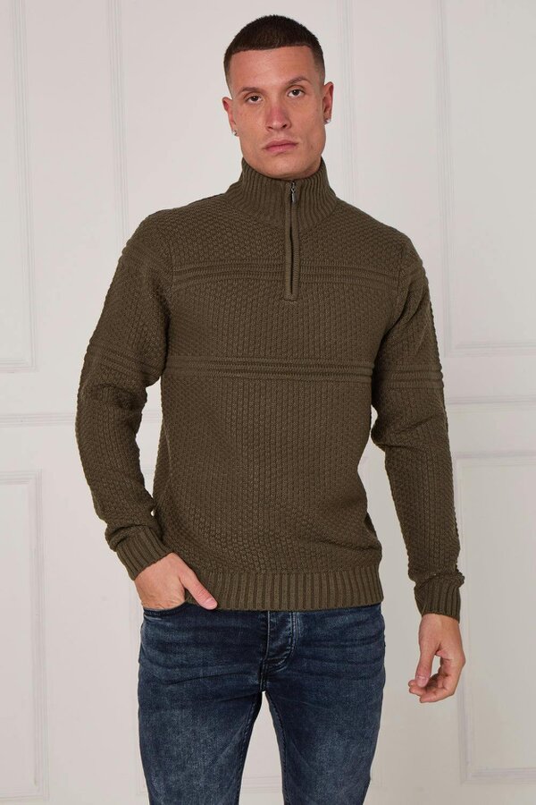 Elaina Fashion Men’s Textured Half Zip Jumper
