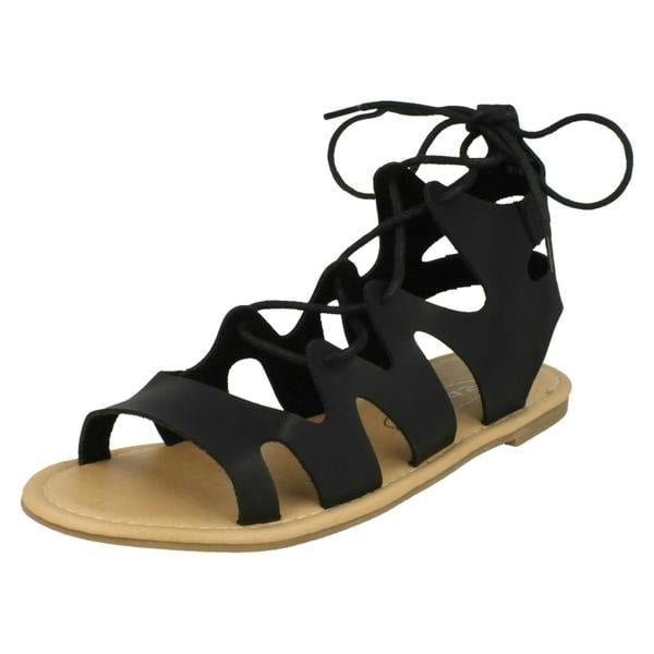 Spot On Ladies Spot On Lace Up Leg Flat Gladiator Sandals
