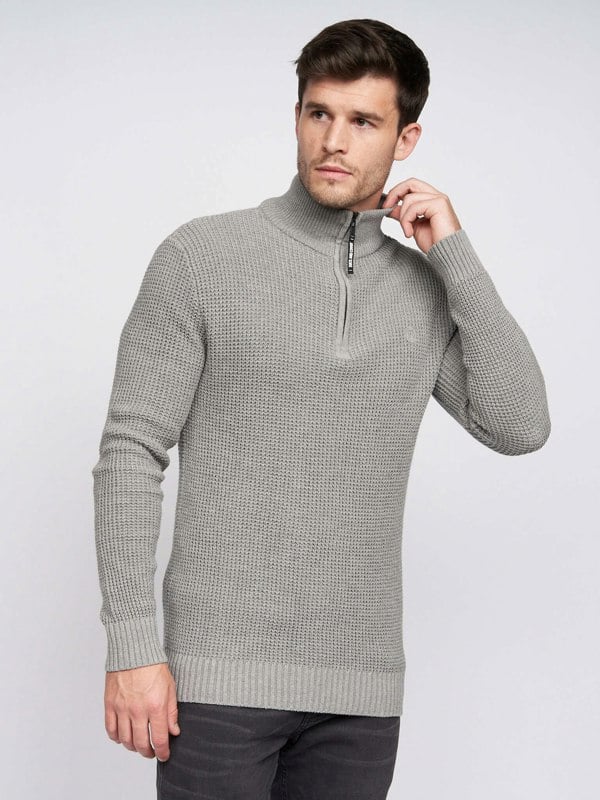 Duck and Cover Firegards 1/4 Zip Knit Grey Marl