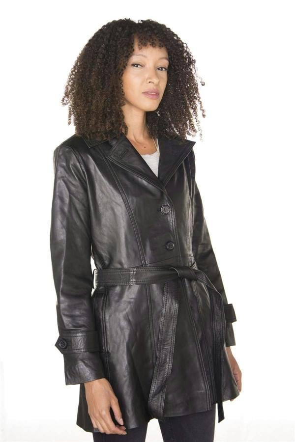 Infinity Leather Womens 3/4 Length Trench Coat-Ranchi