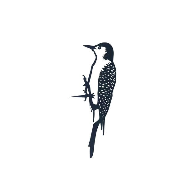 EDH Door Hardware Metal Woodpecker Tree Silhouette – 25cm x 9cm | Rustic Metal Bird Wall Art & Garden Ornament | Weatherproof Hanging Décor