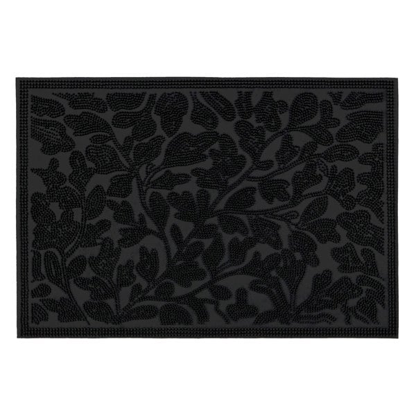 JVL Botany Scraper Rubber Pin Doormat, 40x60cm, Black
