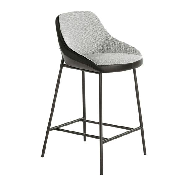 Angel Cerdá Grey Fabric and Black Leatherette Stool 4100