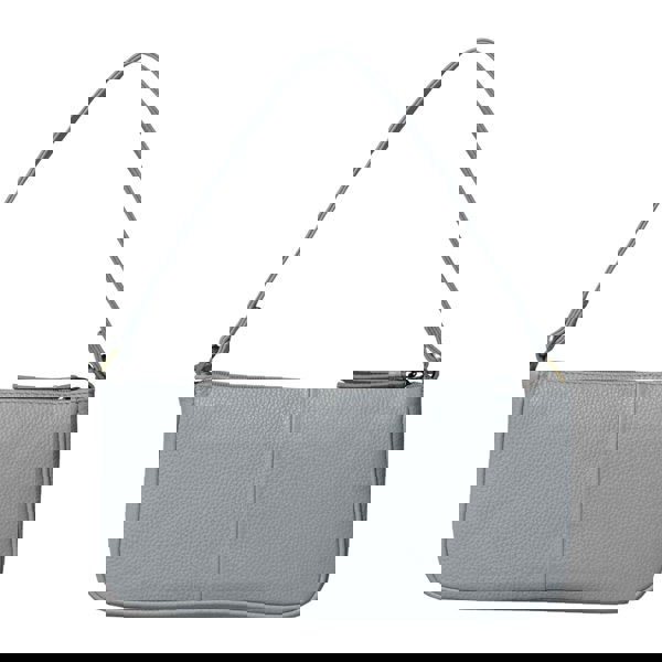 Assots London 'ZARA' Cashmere Blue Soft Pebble Grain Real Leather Baguette Shoulder Bag