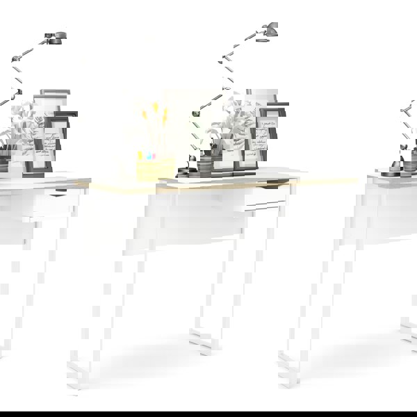 Furniture To Go Function Plus Desk 1 Drawer in White with Oak Trim