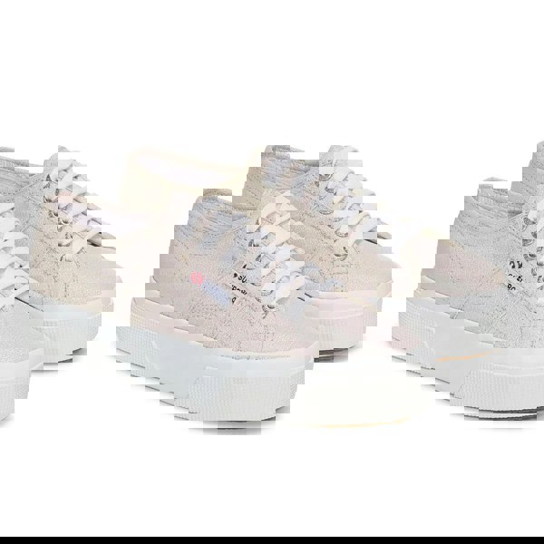 Superga Womens 2740 Lame Platform Trainers - Beige/Iridescent