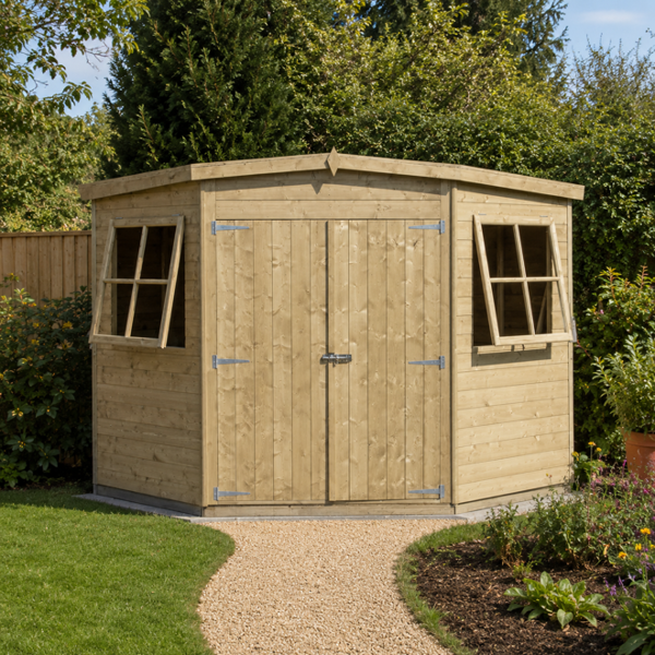 Shire Corner Shed 8 x 8ft 12mm interlock Cladding Pressure Treated Shiplap