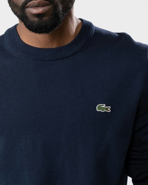 Lacoste Mens Organic Cotton Crew Neck Sweater - Navy Blue 166