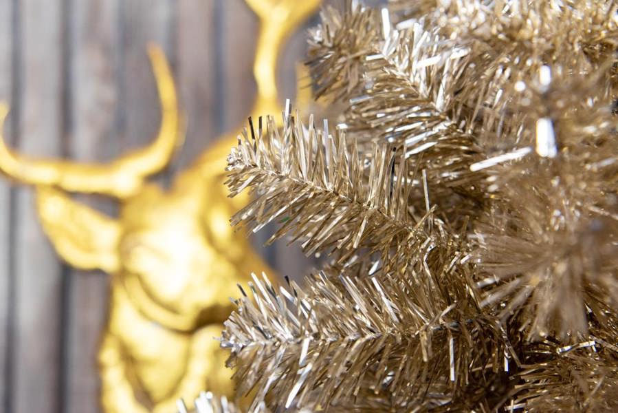 4ft to 7ft Champagne Gold Artificial Christmas Tree with Hinged Branches and Foldable Stand image 4