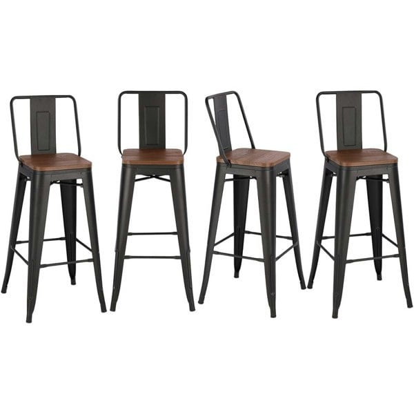 Set of 2/4 Metal Wooden High Bar Stools for Kitchen Bar Stools Living and Home
