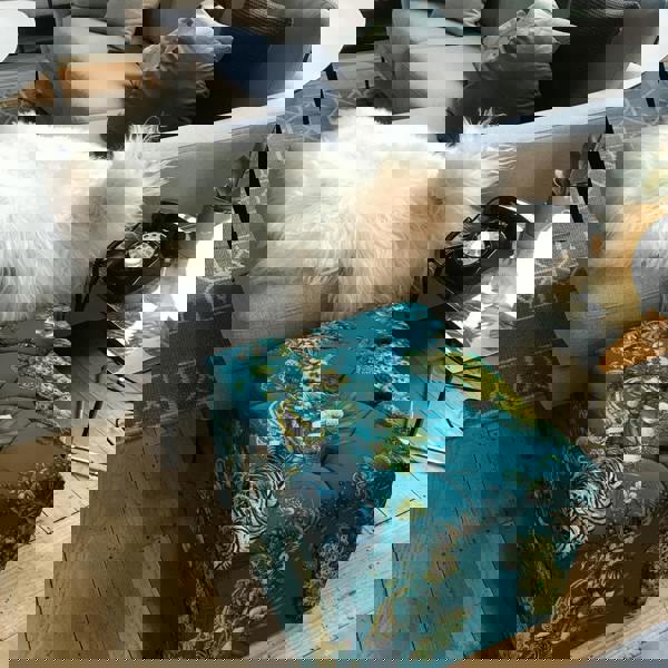 Handcrafted plain velvet footstool with buttoned detail
