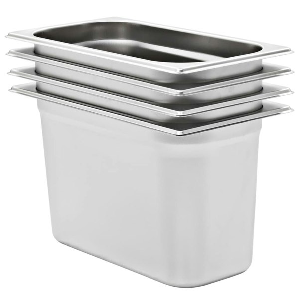 Berkfield Gastronorm Containers 4 pcs GN 1/3 200 mm Stainless Steel