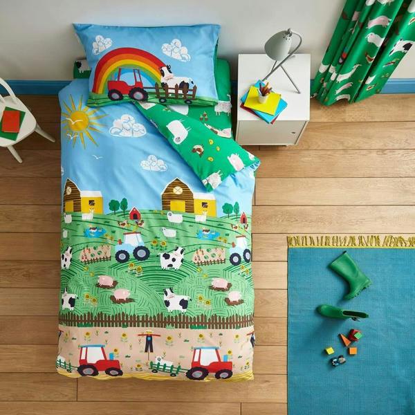 Farmyard Animals Blue Duvet Cover Set