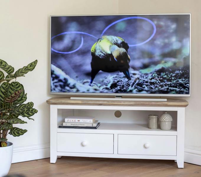 Statement Furniture Florence Wooden Corner TV Unit With 2 Drawers and Shelf