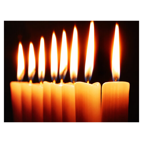 Christmas Canvas Print with 8 LED Flickering Candles, 40 x 30cm, Stretched Wooden Frame, Battery Operated, Indoor Use