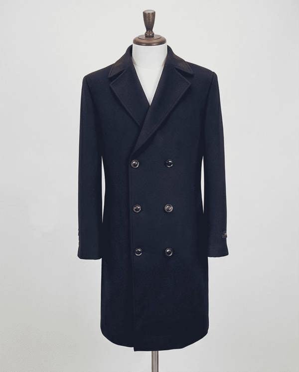 Pamoni Classic Double-Breasted Wool Blend Overcoat