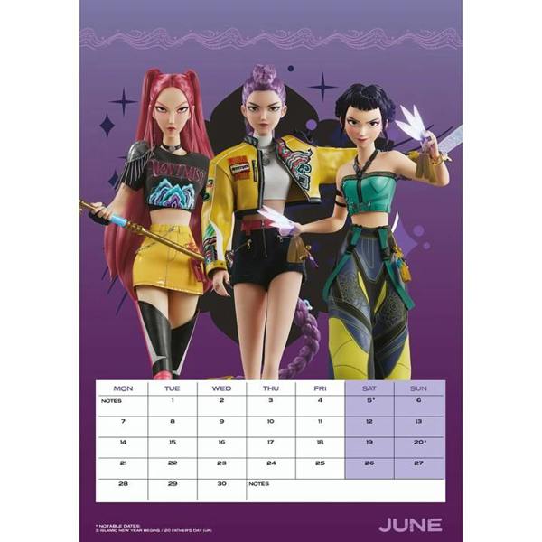 K-Pop Demon Hunters, Huntrix A3 Calendar 2027, Wall Calendars, Month To View, Entertainment, Gift