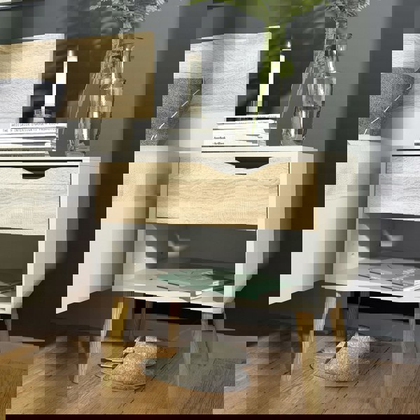 Furniture To Go Oslo Bedside 1 Drawer in White and Oak