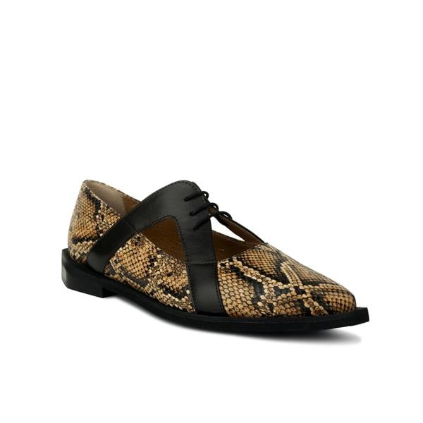 Embassy London Harlowe - Brown Snake - Women's cutout leather lace up shoe