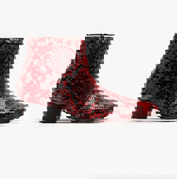 Club Cubano ROMARIO Mens Leather Cuban Heel Boots Python Red