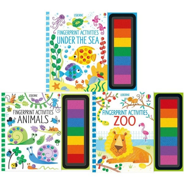 Fingerprint Activities Wildlife Series 3 Books Collection Set Zoo, Under The Sea, Animals