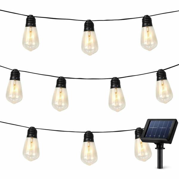 Gardenwize 10-Piece Solar String Lights – 2m Filament LED Bulb Lights