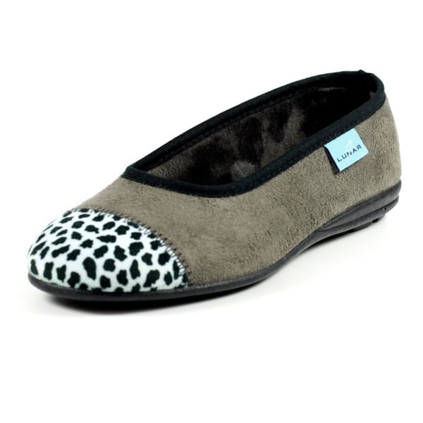 Lunar Women's Jessie Leopard Print Slippers - Grey