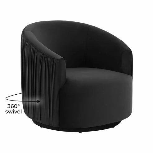 Furniture Edit London Black Pleated Swivel Chair