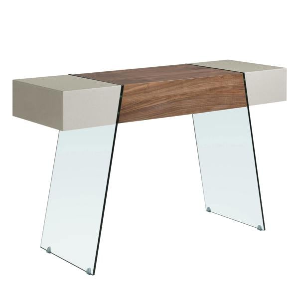 Angel Cerdá Rectangular Console Table Grey Wood, Walnut and Tempered Glass 3029