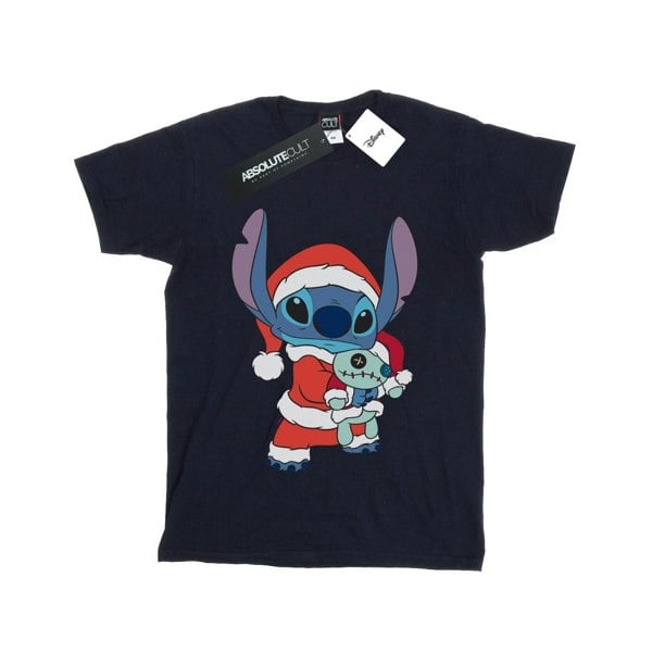 Disney Girls Lilo And Stitch Stitch Christmas Cotton T-Shirt - Navy Blue