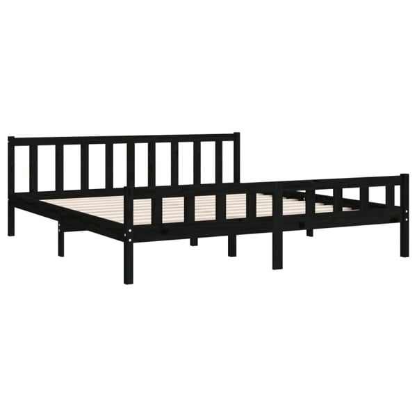 Berkfield Bed Frame Black Solid Wood 200x200 cm