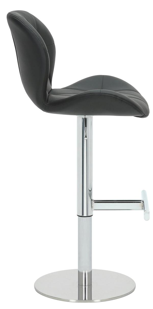 Lamboro Monza Signature Real Leather Bar Stool, Height Adjustable Swivel Kitchen Breakfast Bar Chair with Padded Backrest, Chrome Base & Footrest