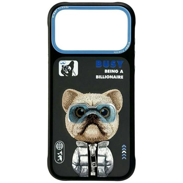 Nimmy Friends Nimmy Cool & Cute 2.0 Little Rich Tycoon Dog Case with MagSafe for iPhone 17 Pro 6.3" Black Blue - N-KMLL-IP17-PRO-01