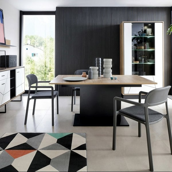 Furniture To Go Brolo Extending Dining table  in Walnut and Black